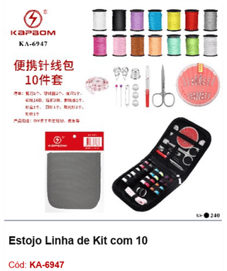 Estojo Linha de Kit com 10 R$ 10,8 PCS/Cx: 240