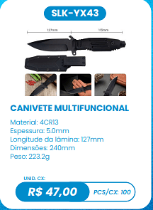 CANIVETE MULTIFUNCIONAL UNID. CX: R$ 47,00 PCS/CX: 100