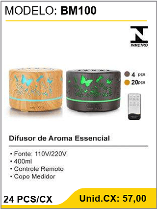 Difusor de Aroma Essencial 24 PCS/CX Unid.CX: 57,00