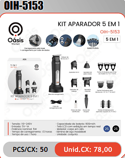 KIT APARADOR 5 EM1 PCS/CX: 50 Unid.CX: 78,00