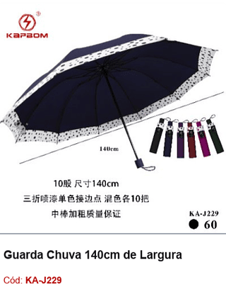 Guarda Chuva 140cm de Largura R$ 16,2 PCS/CX: 60