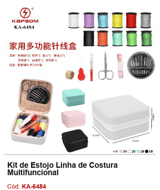 Kit de Estojo Linha de Costura Multifuncional R$ 12,6 PCS/Cx: 100