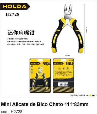 Mini Alicate de Bico Chato 111*83mm R$ 9 PC/CX140