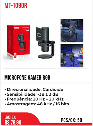 MICROFONE GAMER RGB 50pç=79,9$