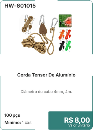 Corda Tensor De Alumínio 100 pçs R$ 8,00