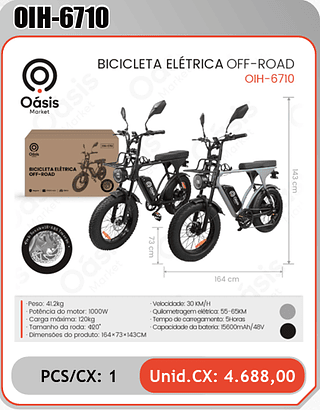 BICICLETA ELÉTRICA OFF-ROAD PCS/CX: 1 Unid.CX: 4.688,00