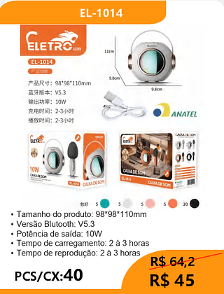CAIXA DE SOM COM MICROFONE PCS/CX:40 R$45