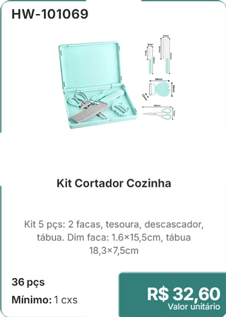 Kit Cortador Cozinha 36 pçs R$ 32,60