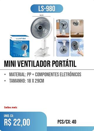 MINI VENTILADOR portátil 40PÇ=22$