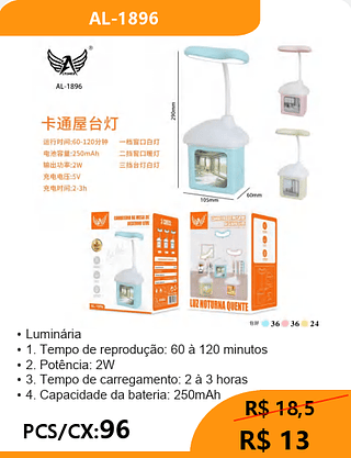 Luminária PCS/CX:96 R$ 13