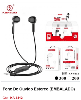 Fone De Ouvido Estereo R$2,79 PCS/cx:500
