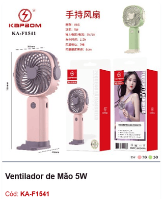 Ventilador de Mão 5W R$ 13,05 PCS/Cx: 120