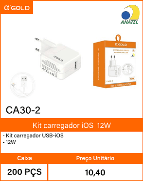 Kit carregador iOS12W - 12W Caixa 200 PCS Preco Unitario 10,40