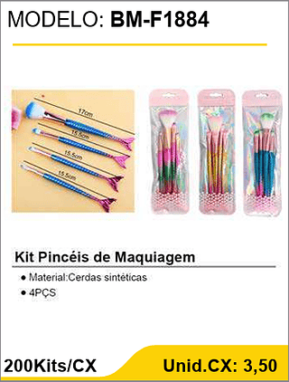 Kit Pinceis de Maquiagem 200Kits/CX Unid.CX: 3,50