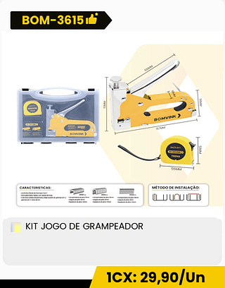 KIT JOGO DE GRAMPEADOR CX: 24PCS 1CX: 29,90/Un