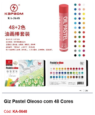 Giz Pastel Oleoso com 48 Cores R$ 43,2 PCS/CX: 36