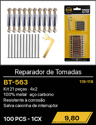 Reparador de Tomadas 100PCS R$9,80