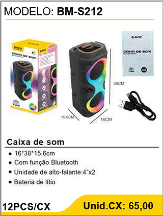 Caixa de som 12PCS/CX Unid.CX: 65,00