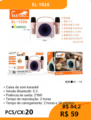CAIXA DE SOM PCS/CX:20 R$59