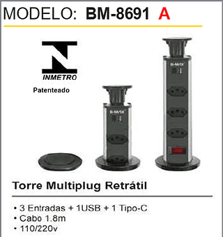 Torre Multiplug Retrátil 30PCS/CX Unid. CX:92,00