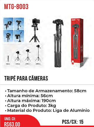 TRIPÉ PARA CÂMERAS 15pç=63$