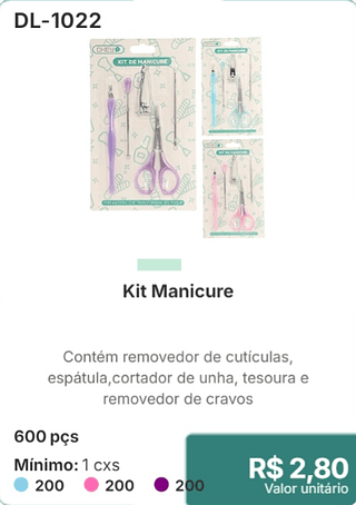 Kit Manicure 600 pçs R$ 2.80