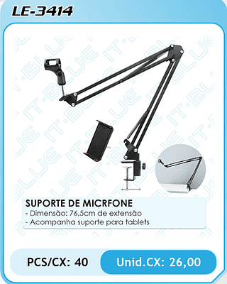 SUPORTE DE MICRFONE PCS/CX: 40 Unid.CX: 26,00