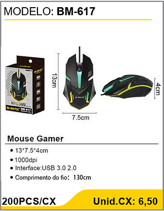 Mouse Gamer 200PCS/CX Unid.CX: 6,50