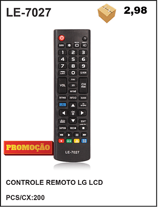 CONTROLE REMOTO LG LCD 200pç=2,98$