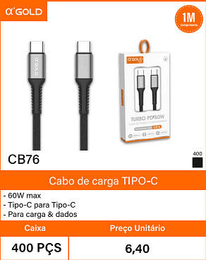 Cabo de carga Caixa 400 PCS Preco Unitario 6,40