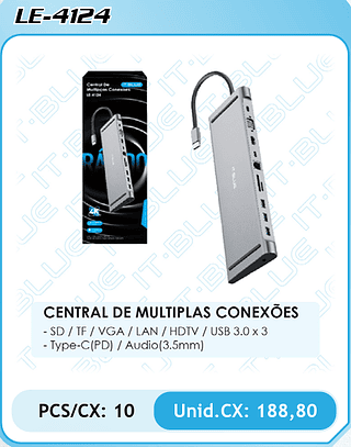 CENTRAL DE MULTIPLAS CONEXÕES PCS/CX: 10 Unid.CX: 188,80