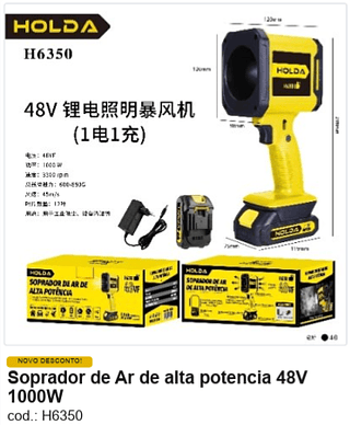 Soprador de Ar de alta potencia 48V 1000W R$ 89,1 PC/CX:40