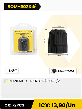 MANDRIL DE APERTO RÁPIDO 1/2 CX: 72PCS 1CX: 13,90/Un