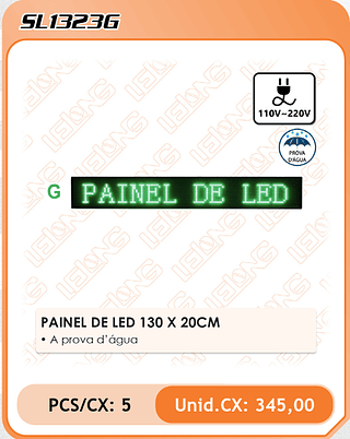PAINEL DE LED 130 X 20CM 5PÇ=345$